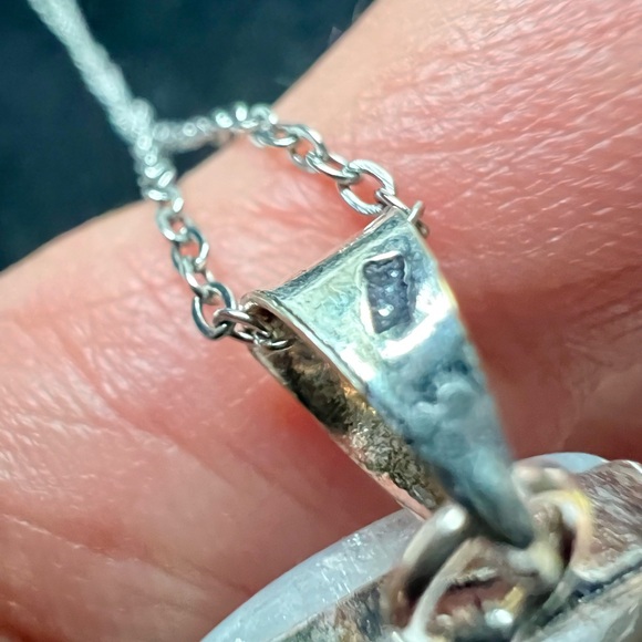 925 Double Rainbow Flash Moonstone Feather Pendant Necklace - Picture 7 of 7